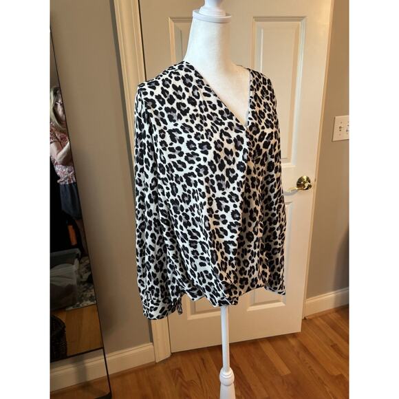 Vince Camaro Faux Wrap High Low Hem Animal Print Large - Picture 1 of 4